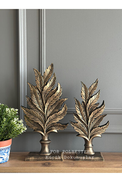 FOR POLYESTER Küçük Dokunuşlar Dekoratif,masa Üstü Şık 2’li Yaprak Takım Biblo/ Ev/ Ofis Dekor/ Altın Renk