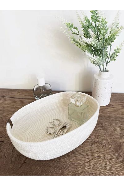 FİNGEV Multi-Purpose Oval Aesthetic Wicker Storage Basket and Bread Basket (23X15X8Cm)