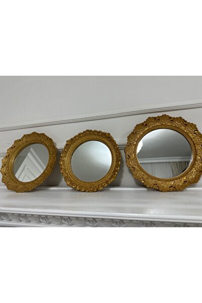 busraconcept Ayna 3lü dekoratif yuvarlak duvar aynası 30cm