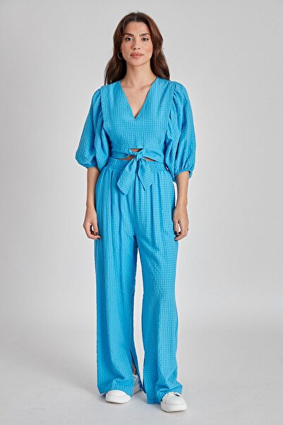 Fast Perry Palazzo Set with Blue Crops - 50630-02