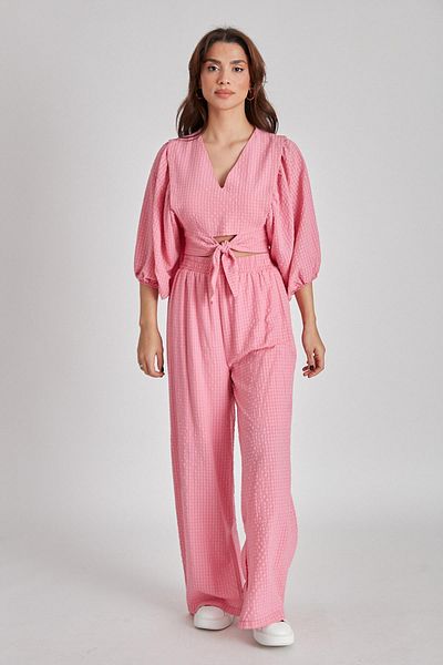 Fast Perry Pink Cropped Palazzo Set - 50630-01
