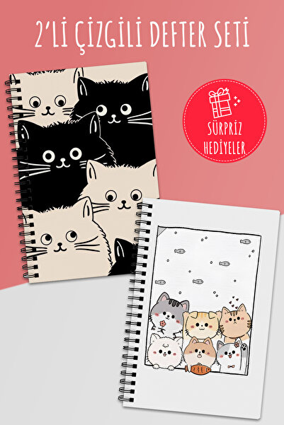 Anime Marketi مجموعة من 2 دفاتر ملاحظات مخططة - مقاس A5 50 ورقة و100 صفحة مجم...