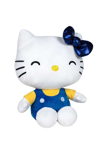 Play By Play Hello Kitty plush toy with blue jumpsuit, Anniversary Edition, 16 cm