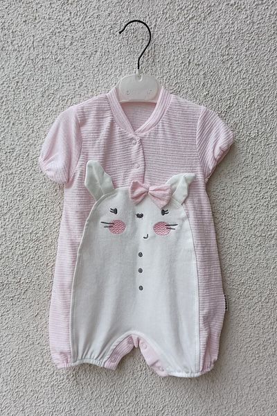 Necix's 3-6-9 Months Short Girl's Jumpsuit with Cat Figure