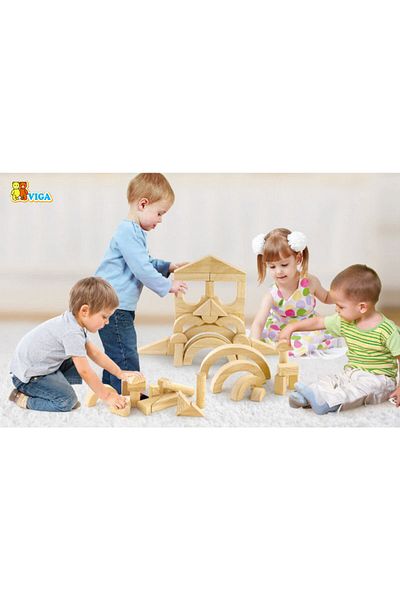Viga Set of architectural building blocks, natural - 48 pieces, Viga