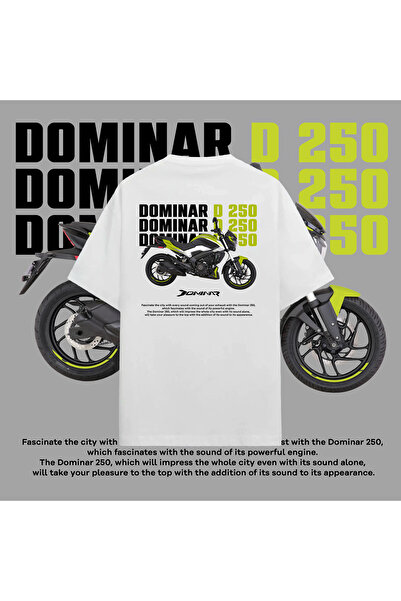 Edizen Tricou alb din bumbac supradimensionat unisex Bajaj Dominar 250 Premium