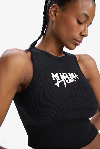 DeFacto NBA Miami Heat Crop Bisiklet Yaka Fitilli Kaşkorse Sporcu Atlet D8800...