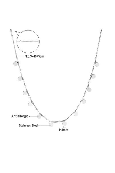 Choice قلادة LUXUSTEEL بسيطة من الفولاذ المقاوم للصدأ على شكل عملة معدنية صغي...