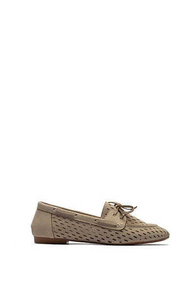 Dedos Women's Lace-Up Perforated Espadrille Suede Daily Ballerina Shoes 9075