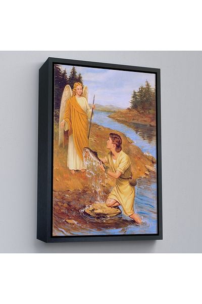 Harita Sepeti White Framed Archangel Saint Raphael Wall Painting