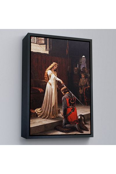 Harita Sepeti The Accolade cu cadru alb - Pictură de Edmund Blair Leighton Cavaler loialitatei către regina