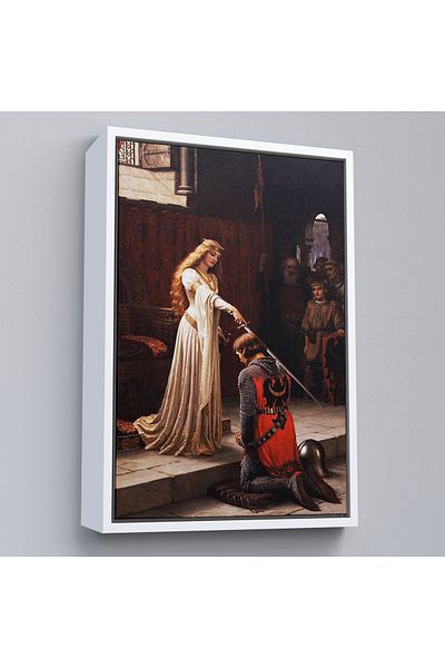 Harita Sepeti The Accolade cu cadru alb - Pictură de Edmund Blair Leighton Cavaler loialitatei către regina