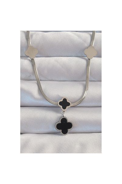 Skygo 316L Steel Silver Color Italian Chain Enamel Clover Necklace - Tj-Bko8970