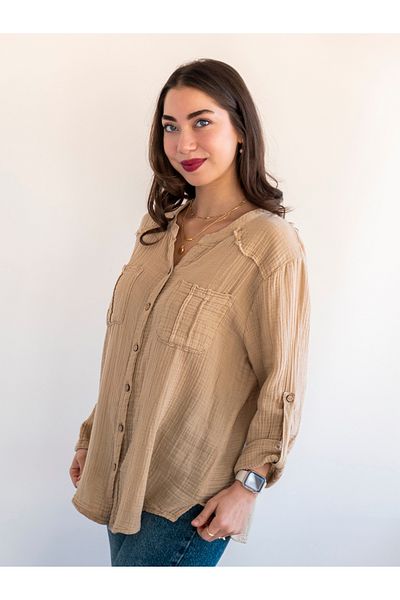 citycenterfashion Γυναικείο Μπλούζα Μασί Πτυσσόμενο Μανίκι 100% Βαμβάκι Οργανικό