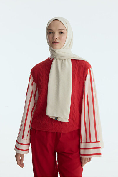 MODA Șal Jacquard Nora în stil mătăsos - Lapte de migdale