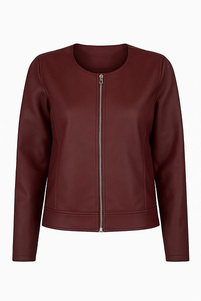 Jaglion New Season Plain Claret Red Leather Jacket