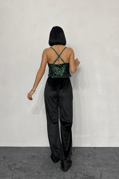 Moda Ebrar Bluză de culoare smarald cu bretele