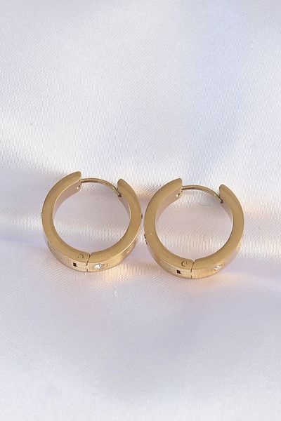 Store 316L Steel Gold Color Zircon Stone Model Hoop Earrings