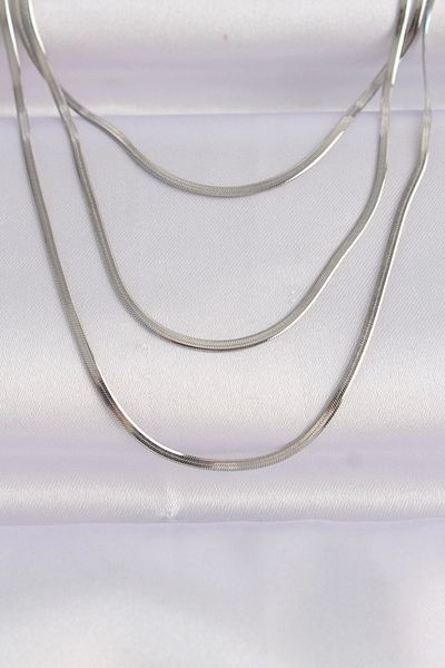 Clariss 316L Steel Silver Color Italian Chain Multiple Necklace