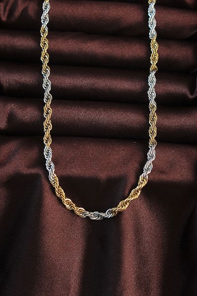 Clariss 316L Steel Double Color Twist Design Necklace