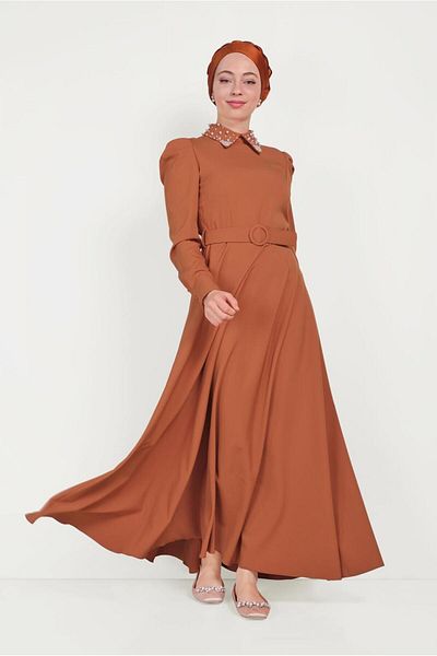 Alvina 40559 Μοντέλο Πέρλα Λεπτομερές Φόρεμα με Γιακά