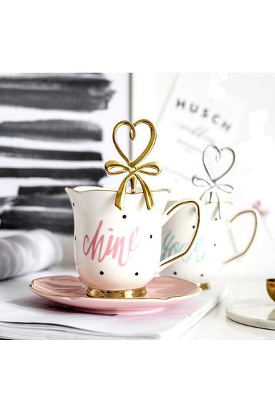 Hatice sakallı design 1 Shiny Gold Heart Bow Teaspoon