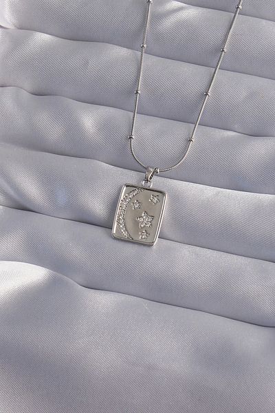 Clariss 316l steel chain silver color zircon stone moon star figured tarot necklace