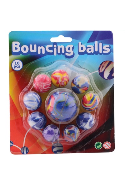 UP Int l Set 10 bile saritoare din cauciuc, 2.5 - 4 cm