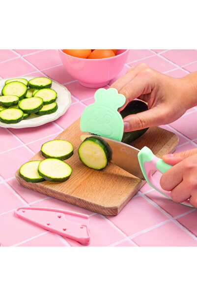 Chefclub kids Sada kuchařských nožů pro děti, pastelově růžová a zelená, Chefclub Kids