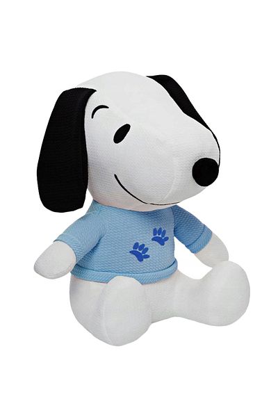 Grupo Moya Elastická látková hračka Snoopy s modrou halenkou, 32 cm (sedící)