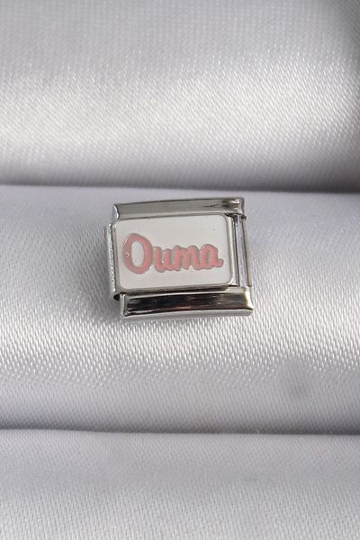 Clariss 316L Steel Silver Color White Pink Ouma Embroidered Nomination Charm