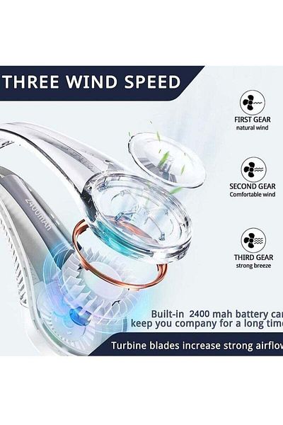 COOYA Portable Neck Fan,Ultra-Cooling,Bladeless,Wearable,3 Customizable Speeds,for Work,Travel,Sports