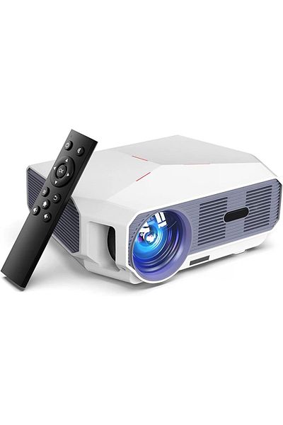 COOYA Video Projector with Built-in Speakers, For Office Mobile Phone Same Screen Projector (White)