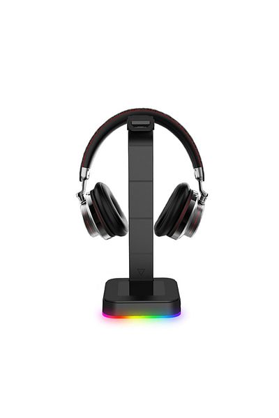 FlashHawk حامل سماعة رأس للألعاب بإضاءة RGB مع منفذي USB