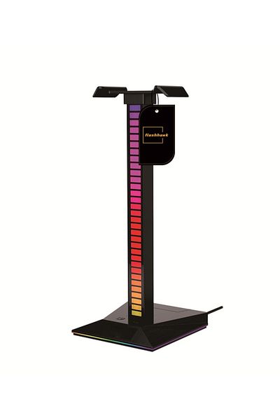 FlashHawk RGB Headset Stand,Pickup Rhythm Light Headphone Holder with 2 USB Ports