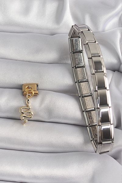 Clariss 316L Steel Gold Color Dangle Snake Model Nomination Charm