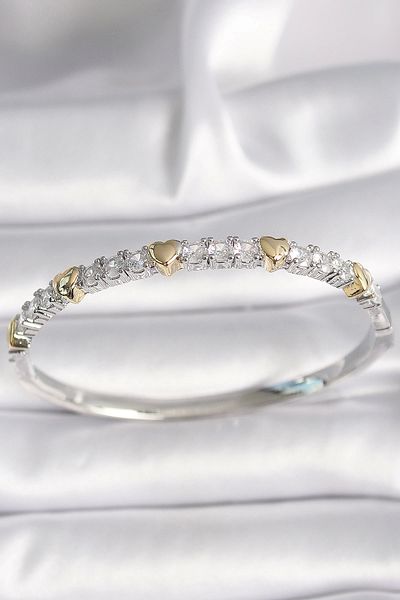 Clariss Brass Mix Color Zircon Stone Heart Detail Vip Series Women's Handcuffs