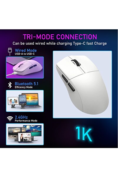 e-yooso X-44 1K Wireless Gaming Mouse,49g Superlight, 26000 Dpi Paw9339