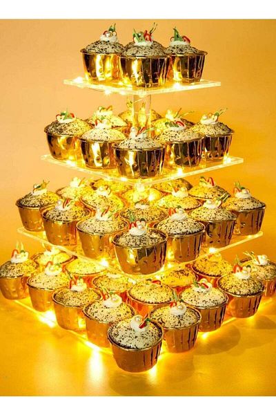 COOYA Acrylic Cupcake Stand for Displaying Cupcake Tower Party Decorations, Displays 4 Tiers