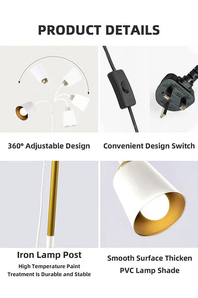 COOYA Modern Nordic Luxury Floor Lamp, With Dual-head Design, 3 Lighting Modes, 12W, for Living room
