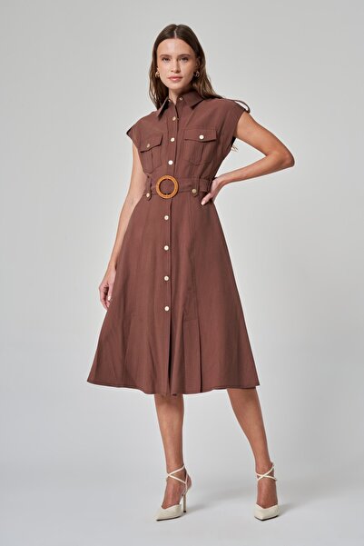 UTOPIAN Yırtmaç Detaylı Kolsuz Elbise