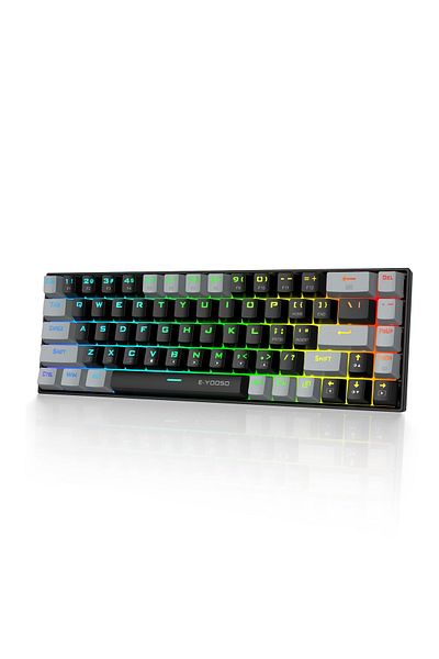 e-yooso 65% RGB Gaming Keyboard,Wired 68 Keys Blue Switch Mechanical Keyboard,Detachable