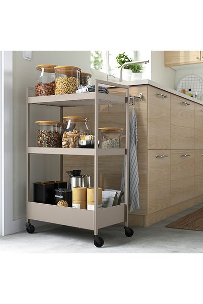 IKEA NISSAFORS Trolley, beige, 50.5 x 30 x 83 cm
