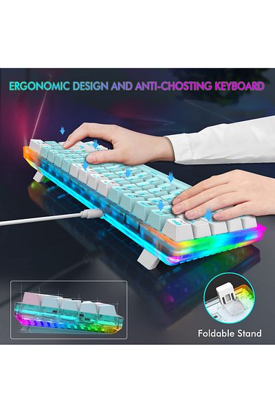 e-yooso Z-11T Mechanical Keyboard,Blue Switches Mechanical Gaming Keyboard with RGB Backlight