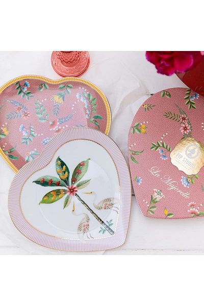 Pip Studio Set 2 farfurii, forma inima, Pip Studio, Roz, 21,5 cm, colectia La Majorelle