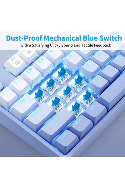 e-yooso Z-87 Mechanical Gaming Keyboard with Gradient Blue Pbt Keycaps Blue Switches LED Backlit