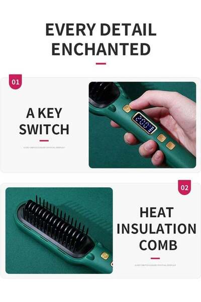 COOYA 2-in-1 Ionic Hair Straightening Brush Comb with Anti-Scald, Quick Heat, Hair Styler for Home Salons