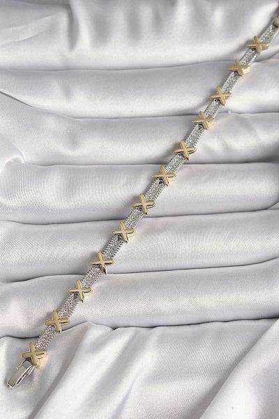 Clariss Brass Silver Color Zircon Stone Gold Xoxo Model Vip Series Women's Bracelet