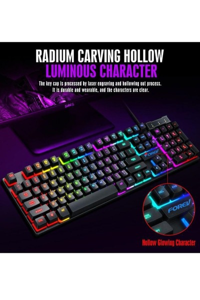 Forev RGB Gaming Keyboard Mouse Set, Mechanical Keyboard Feel Keyboard,104 Keys