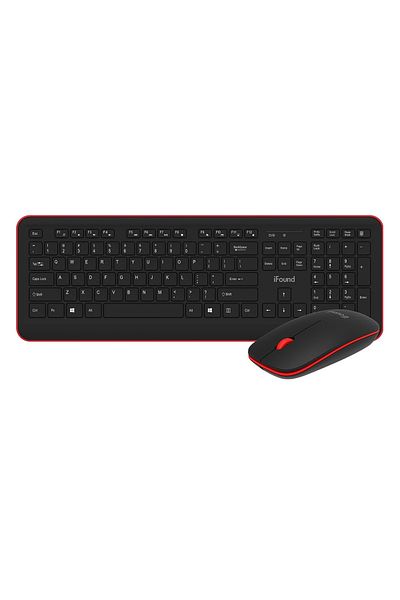 IFound 2.4G Wireless Keyboard and Mouse,USB Compact Full Size Keyboard Mouse Combo